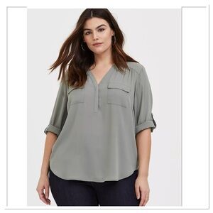 Torrid Sage‎ Green Blouse with 3/4 Sleeves